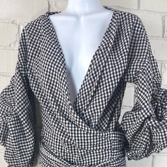 Blue Gingham Wrap Top - Picture 7 of 13